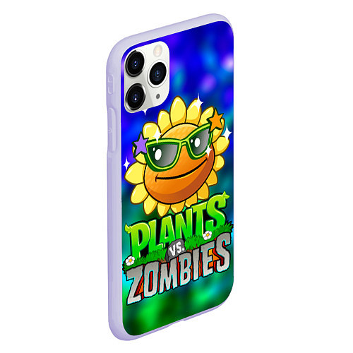 Чехол iPhone 11 Pro матовый Plants vs Zombies подсолнух / 3D-Светло-сиреневый – фото 2