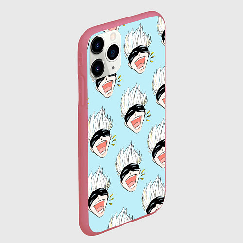 Чехол iPhone 11 Pro матовый Узор с Сатору / 3D-Малиновый – фото 2
