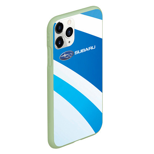 Чехол iPhone 11 Pro матовый Subaru Logo спорт / 3D-Салатовый – фото 2