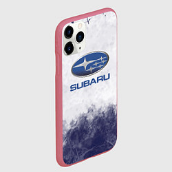 Чехол iPhone 11 Pro матовый Subaru Трещина, цвет: 3D-малиновый — фото 2