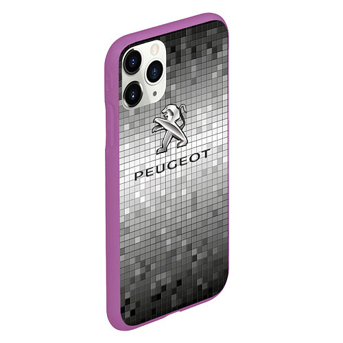 Чехол iPhone 11 Pro матовый Peugeot серая мозаика / 3D-Фиолетовый – фото 2