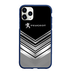 Чехол iPhone 11 Pro матовый Peugeot серая геометрия, цвет: 3D-тёмно-синий