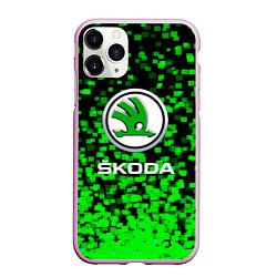 Чехол iPhone 11 Pro матовый Skoda - Пиксели, цвет: 3D-розовый