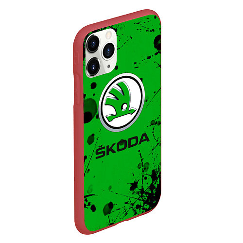 Чехол iPhone 11 Pro матовый Skoda - Брызги красок / 3D-Красный – фото 2