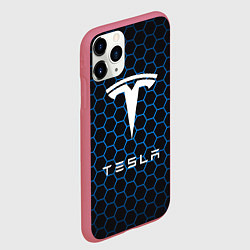 Чехол iPhone 11 Pro матовый Tesla Соты, цвет: 3D-малиновый — фото 2