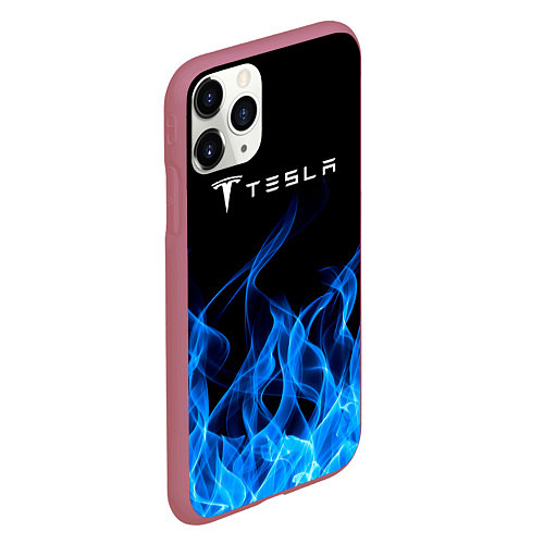 Чехол iPhone 11 Pro матовый Tesla Fire / 3D-Малиновый – фото 2