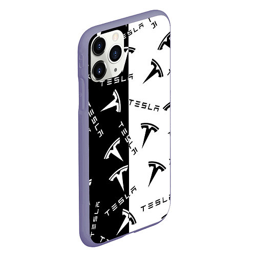 Чехол iPhone 11 Pro матовый Tesla Black & White / 3D-Серый – фото 2