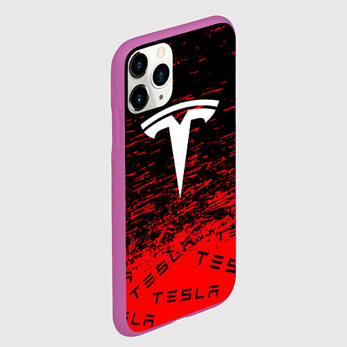 Чехол iPhone 11 Pro матовый Tesla sport red / 3D-Фиолетовый – фото 2