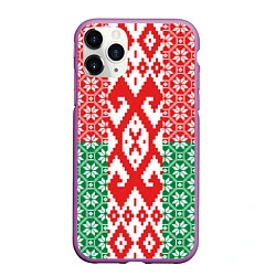 Чехол iPhone 11 Pro матовый Белоруссия Обережные Узоры Алатырь, цвет: 3D-фиолетовый