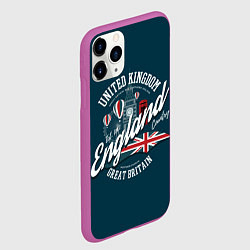 Чехол iPhone 11 Pro матовый Англия England, цвет: 3D-фиолетовый — фото 2