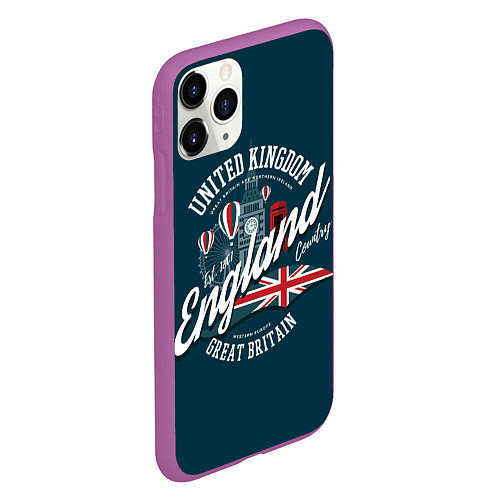 Чехол iPhone 11 Pro матовый Англия England / 3D-Фиолетовый – фото 2