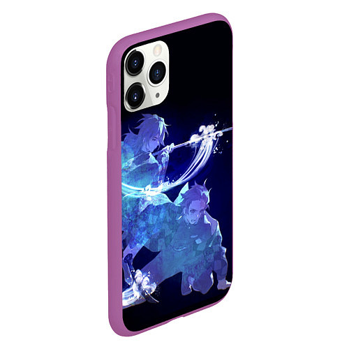 Чехол iPhone 11 Pro матовый ГИЮ ТОМИОКА И ТАНДЖИРО ДЫХАНИЕ ВОДЫ / 3D-Фиолетовый – фото 2