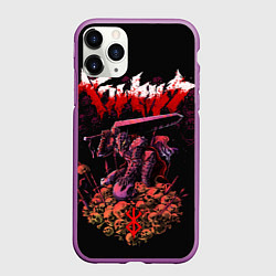 Чехол iPhone 11 Pro матовый Берсерк на черепах Berserk Клеймо, цвет: 3D-фиолетовый
