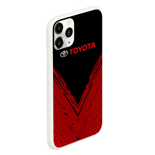 Чехол iPhone 11 Pro матовый Toyota Красная текстура / 3D-Белый – фото 2