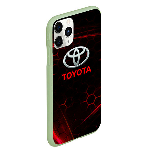 Чехол iPhone 11 Pro матовый Toyota sport соты / 3D-Салатовый – фото 2