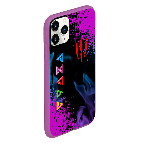 Чехол iPhone 11 Pro матовый The Witcher ГЕЙМЕРАМ ИГРА / 3D-Фиолетовый – фото 2