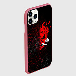 Чехол iPhone 11 Pro матовый SAMURAI CYBERPUNK 2077 КИБЕРПАНК 2077 БРЫЗГИ, цвет: 3D-малиновый — фото 2
