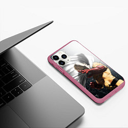 Чехол iPhone 11 Pro матовый One Punch Man - Сайтама, цвет: 3D-малиновый — фото 2