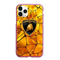 Чехол iPhone 11 Pro матовый Lamborghini Gold плиты, цвет: 3D-малиновый