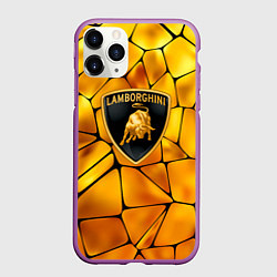 Чехол iPhone 11 Pro матовый Lamborghini Gold плиты, цвет: 3D-фиолетовый