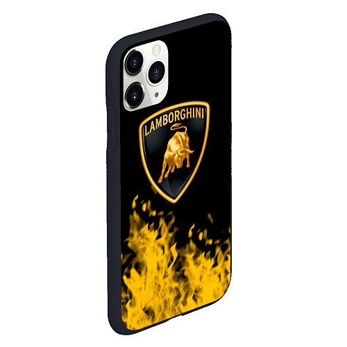 Чехол iPhone 11 Pro матовый Lamborghini Fire / 3D-Черный – фото 2