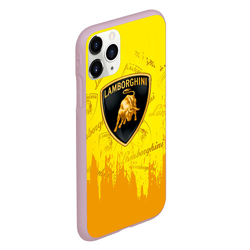 Чехол iPhone 11 Pro матовый Lamborghini pattern gold / 3D-Розовый – фото 2