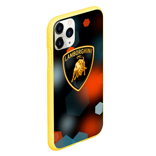 Чехол iPhone 11 Pro матовый Lamborghini - Размытие / 3D-Желтый – фото 2