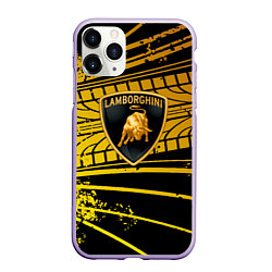 Чехол iPhone 11 Pro матовый Lamborghini - Следы от шин, цвет: 3D-светло-сиреневый