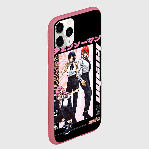 Чехол iPhone 11 Pro матовый Человек бензопила лучшие девочки макима пауэр резе / 3D-Малиновый – фото 2