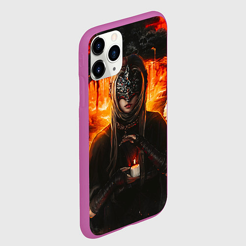 Чехол iPhone 11 Pro матовый FIRE KEEPER Dark SOULS III Дарк соулс / 3D-Фиолетовый – фото 2