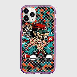 Чехол iPhone 11 Pro матовый Волк с наколками, цвет: 3D-фиолетовый