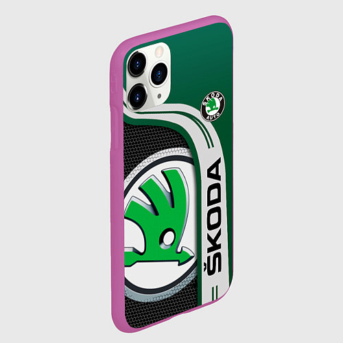 Чехол iPhone 11 Pro матовый SKODA AUTO ШКОДА АВТО / 3D-Фиолетовый – фото 2