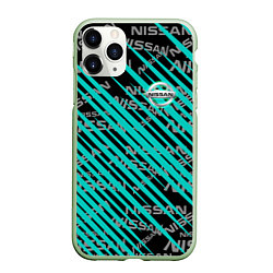 Чехол iPhone 11 Pro матовый NISSAN штрихкода авто, цвет: 3D-салатовый