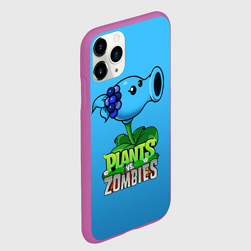 Чехол iPhone 11 Pro матовый Plants vs Zombies - Морозный Горох / 3D-Фиолетовый – фото 2