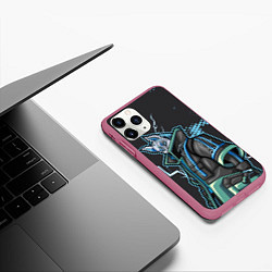 Чехол iPhone 11 Pro матовый Фортнайт Китсунэ в синем, цвет: 3D-малиновый — фото 2