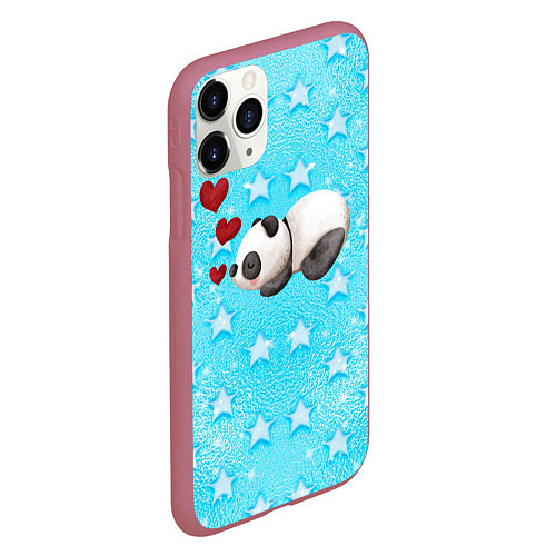 Чехол iPhone 11 Pro матовый Сонная милая панда / 3D-Малиновый – фото 2