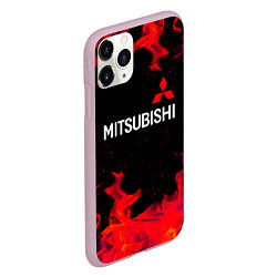 Чехол iPhone 11 Pro матовый Mitsubishi пламя огня, цвет: 3D-розовый — фото 2