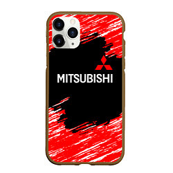 Чехол iPhone 11 Pro матовый Mitsubishi размытые штрихи, цвет: 3D-коричневый