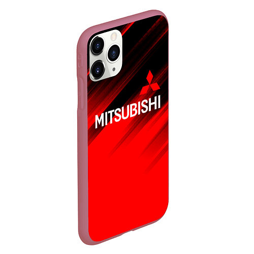 Чехол iPhone 11 Pro матовый Mitsubishi - Red Sport / 3D-Малиновый – фото 2