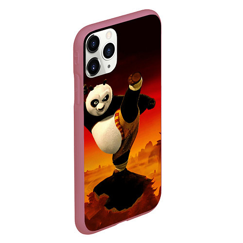 Чехол iPhone 11 Pro матовый Кунг-фу Панда New / 3D-Малиновый – фото 2