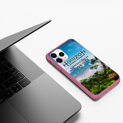 Чехол iPhone 11 Pro матовый Horizon Forbidden West Хоризон Запретный Запад, цвет: 3D-малиновый — фото 2