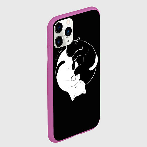 Чехол iPhone 11 Pro матовый Бесконечная любовь Endless kitty love / 3D-Фиолетовый – фото 2