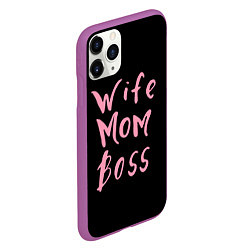 Чехол iPhone 11 Pro матовый Wife Mom Boss, цвет: 3D-фиолетовый — фото 2