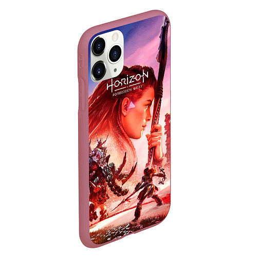 Чехол iPhone 11 Pro матовый Horizon Forbidden West game poster / 3D-Малиновый – фото 2