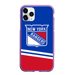 Чехол iPhone 11 Pro матовый New York Rangers Нью Йорк Рейнджерс, цвет: 3D-фиолетовый