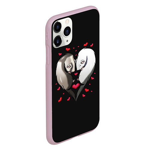 Чехол iPhone 11 Pro матовый ДЕНЬ СВЯТОГО ВАЛЕНТИНА ВЛЮБЛЁННЫЕ ХОРЬКИ / 3D-Розовый – фото 2