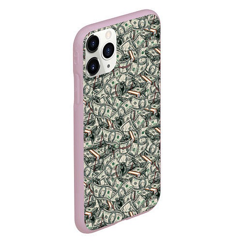 Чехол iPhone 11 Pro матовый Доллары банкноты / 3D-Розовый – фото 2