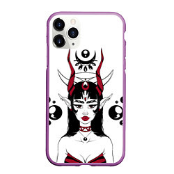 Чехол iPhone 11 Pro матовый Devil beauty, цвет: 3D-фиолетовый