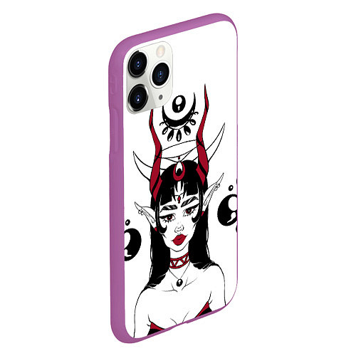 Чехол iPhone 11 Pro матовый Devil beauty / 3D-Фиолетовый – фото 2