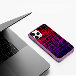 Чехол iPhone 11 Pro матовый Кривая клетка, цвет: 3D-фиолетовый — фото 2